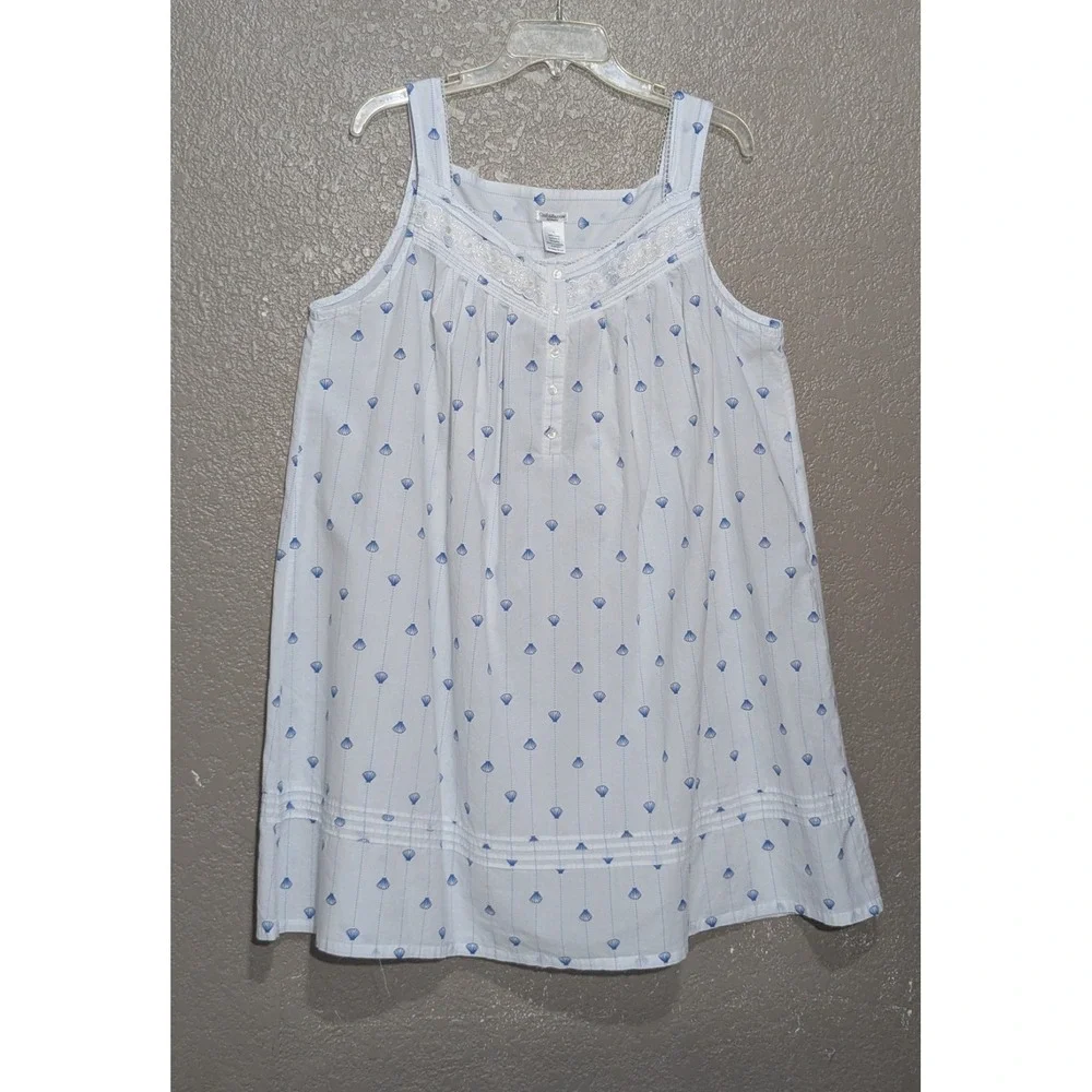 Croft & Barrow Intimates Womens 100% Cotton Shells Lace Trim Nightgown SZ 1X